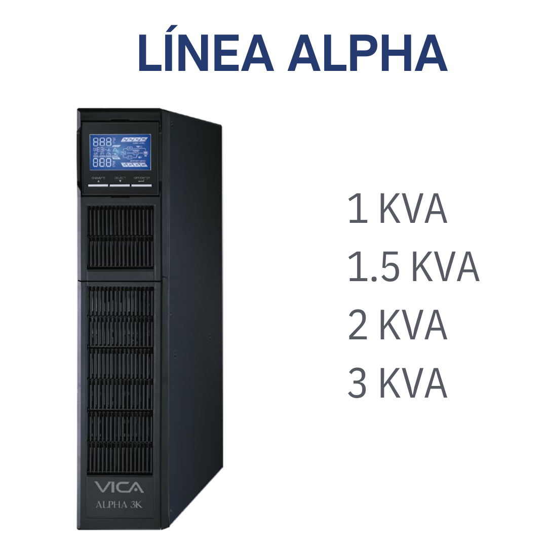 ups línea alpha vica. Un equipo excelente para respaldar tus equipos eléctricos y sistemas que requieren un suministro de energía ininterrumpido.