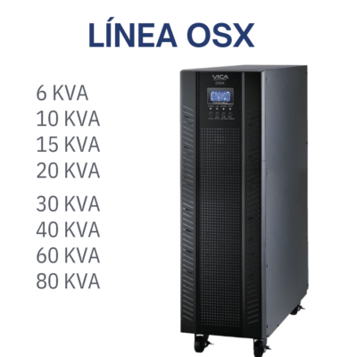 UPS línea OSX - VICA. está diseñada para ofrecer respaldo eléctrico trifásico de alta capacidad y desempeño continuo, ideal para empresas que requieren estabilidad absoluta y protección avanzada para sus sistemas más sensibles.